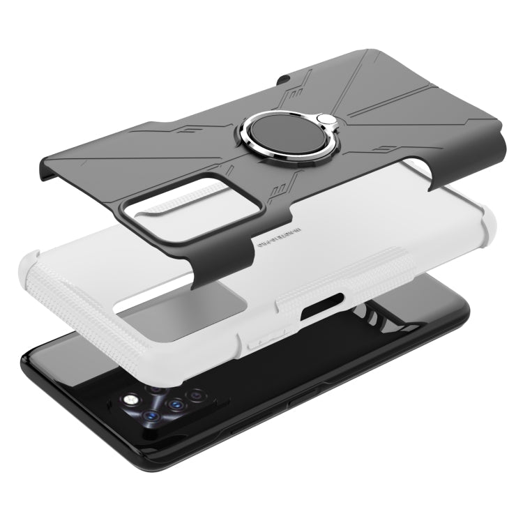 For Infinix Note 10 Pro Armor Bear Shockproof PC + TPU Protective Case with Ring Holder(White)