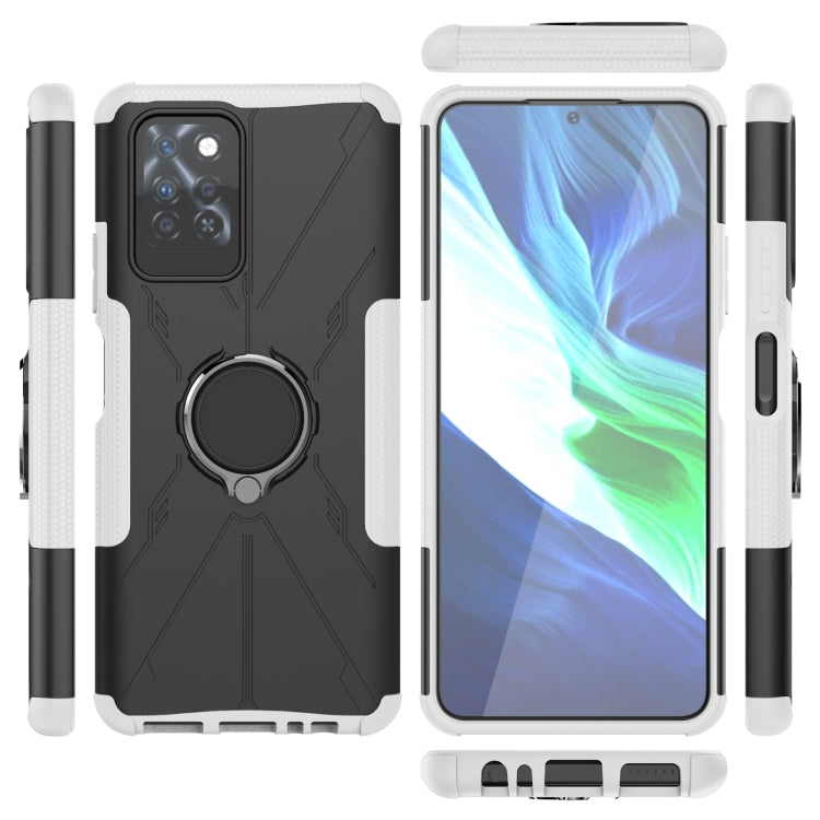 For Infinix Note 10 Pro Armor Bear Shockproof PC + TPU Protective Case with Ring Holder(White)