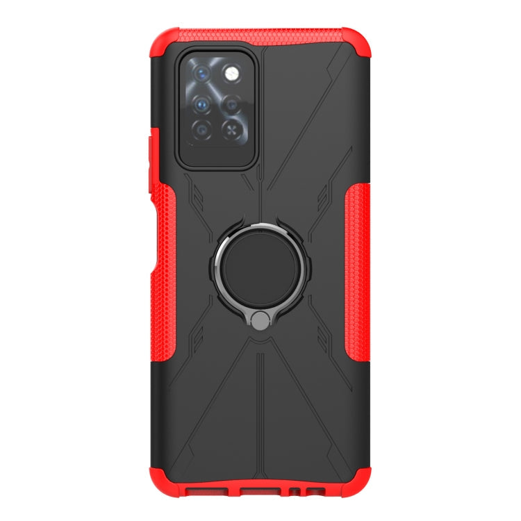 For Infinix Note 10 Pro Armor Bear Shockproof PC + TPU Protective Case with Ring Holder(Red)