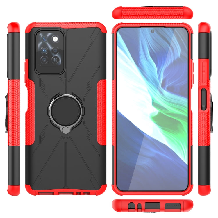 For Infinix Note 10 Pro Armor Bear Shockproof PC + TPU Protective Case with Ring Holder(Red)
