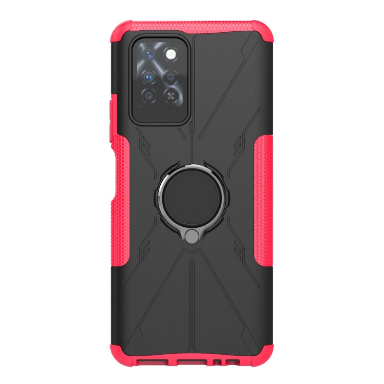 For Infinix Note 10 Pro Armor Bear Shockproof PC + TPU Protective Case with Ring Holder(Rose Red)