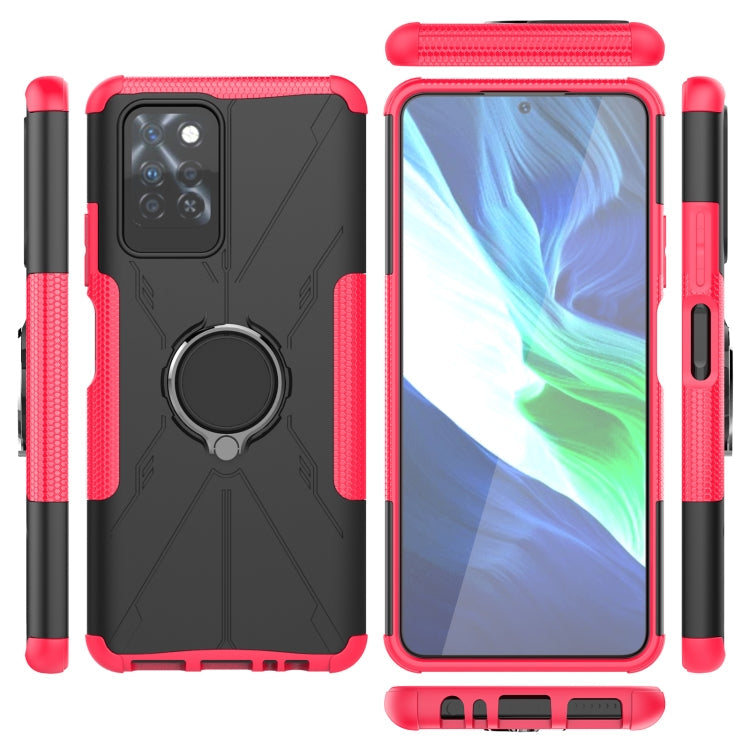 For Infinix Note 10 Pro Armor Bear Shockproof PC + TPU Protective Case with Ring Holder(Rose Red)