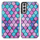 For Samsung Galaxy S21 5G Colorful Magnetic Horizontal Flip PU Leather Case with Holder & Card Slot & Wallet(Purple Scales)