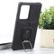 For Samsung Galaxy Note20 Ultra Sliding Camera Cover Design PC + TPU Shockproof Case with Ring Holder & Card Slot(Black)