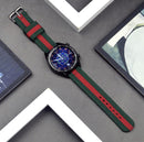 For Samsung Galaxy Watch4 40/44mm & Watch4 Classic 42/46mm Split Nylon Watch Band(Green Black)