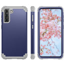 For Samsung Galaxy S21 FE 3 in 1 Shockproof PC + Silicone Protective Case(Navy Blue + Grey)