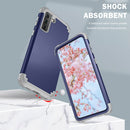 For Samsung Galaxy S21 FE 3 in 1 Shockproof PC + Silicone Protective Case(Navy Blue + Grey)