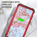 For Samsung Galaxy S21 FE 3 in 1 Shockproof PC + Silicone Protective Case(Red + Black)