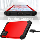 For Samsung Galaxy S21 FE 3 in 1 Shockproof PC + Silicone Protective Case(Red + Black)