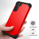 For Samsung Galaxy S21 FE 3 in 1 Shockproof PC + Silicone Protective Case(Red + Black)