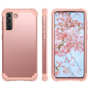 For Samsung Galaxy S21 FE 3 in 1 Shockproof PC + Silicone Protective Case(Rose Gold)
