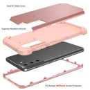 For Samsung Galaxy S21 FE 3 in 1 Shockproof PC + Silicone Protective Case(Rose Gold)