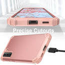 For Samsung Galaxy S21 FE 3 in 1 Shockproof PC + Silicone Protective Case(Rose Gold)