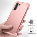 For Samsung Galaxy S21 FE 3 in 1 Shockproof PC + Silicone Protective Case(Rose Gold)
