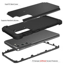 For Samsung Galaxy S21 FE 3 in 1 Shockproof PC + Silicone Protective Case(Black)