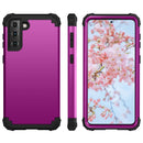 For Samsung Galaxy S21 FE 3 in 1 Shockproof PC + Silicone Protective Case(Dark Purple + Black)