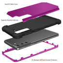 For Samsung Galaxy S21 FE 3 in 1 Shockproof PC + Silicone Protective Case(Dark Purple + Black)