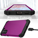 For Samsung Galaxy S21 FE 3 in 1 Shockproof PC + Silicone Protective Case(Dark Purple + Black)