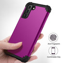 For Samsung Galaxy S21 FE 3 in 1 Shockproof PC + Silicone Protective Case(Dark Purple + Black)