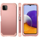 For Samsung Galaxy A22 5G 3 in 1 Shockproof PC + Silicone Protective Case(Rose Gold)