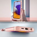 For Samsung Galaxy A22 5G 3 in 1 Shockproof PC + Silicone Protective Case(Rose Gold)