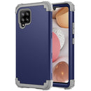 For Samsung Galaxy A42 5G 3 in 1 Shockproof PC + Silicone Protective Case(Navy Blue + Grey)
