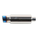 Universal Car / Motorcycles Stainless Exhaust Pipe Muffler 2 inch to 3 inch Bevel Tail Grilled Blue Version