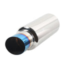 Universal Car / Motorcycles Stainless Exhaust Pipe Muffler 2 inch to 3 inch Bevel Tail Grilled Blue Version