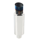 Universal Car / Motorcycles Stainless Exhaust Pipe Muffler 2 inch to 3 inch Bevel Tail Grilled Blue Version