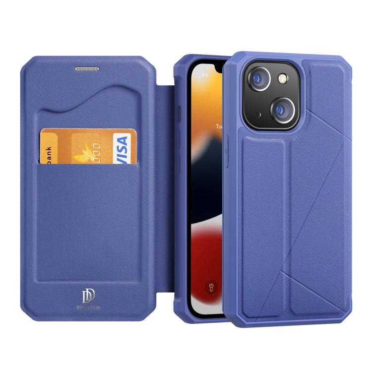 DUX DUCIS New Skin X Series PU + TPU Horizontal Flip Leather Case with Holder & Card Slots For iPhone 13(Blue)