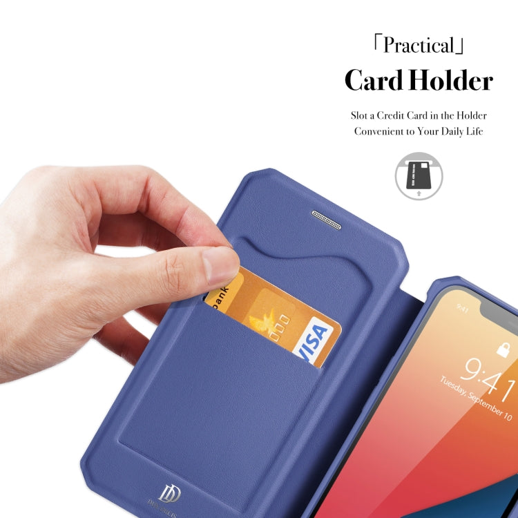 DUX DUCIS New Skin X Series PU + TPU Horizontal Flip Leather Case with Holder & Card Slots For iPhone 13 Pro Max(Blue)