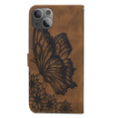 Retro Skin Feel Butterflies Embossing Horizontal Flip Leather Case with Holder & Card Slots & Wallet For iPhone 13 mini(Brown)