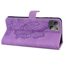 Retro Skin Feel Butterflies Embossing Horizontal Flip Leather Case with Holder & Card Slots & Wallet For iPhone 13 mini(Purple)