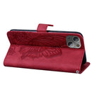 Retro Skin Feel Butterflies Embossing Horizontal Flip Leather Case with Holder & Card Slots & Wallet For iPhone 13(Red)