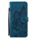 Retro Skin Feel Butterflies Embossing Horizontal Flip Leather Case with Holder & Card Slots & Wallet For iPhone 13(Blue)