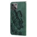 Retro Skin Feel Butterflies Embossing Horizontal Flip Leather Case with Holder & Card Slots & Wallet For iPhone 13(Green)