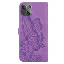 Retro Skin Feel Butterflies Embossing Horizontal Flip Leather Case with Holder & Card Slots & Wallet For iPhone 13(Purple)