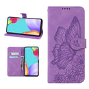 Retro Skin Feel Butterflies Embossing Horizontal Flip Leather Case with Holder & Card Slots & Wallet For iPhone 13 Pro(Purple)