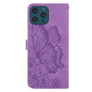Retro Skin Feel Butterflies Embossing Horizontal Flip Leather Case with Holder & Card Slots & Wallet For iPhone 13 Pro(Purple)