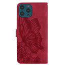 Retro Skin Feel Butterflies Embossing Horizontal Flip Leather Case with Holder & Card Slots & Wallet For iPhone 13 Pro Max(Red)
