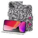 3D Painting Pattern Coloured Drawing Horizontal Flip PU Leather Case with Holder & Card Slots & Wallet For iPhone 13 mini(Lace Flower)