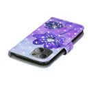 3D Painting Pattern Coloured Drawing Horizontal Flip PU Leather Case with Holder & Card Slots & Wallet For iPhone 13(Purple Flower)