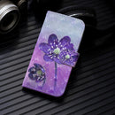 3D Painting Pattern Coloured Drawing Horizontal Flip PU Leather Case with Holder & Card Slots & Wallet For iPhone 13(Purple Flower)