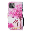 3D Painting Pattern Coloured Drawing Horizontal Flip PU Leather Case with Holder & Card Slots & Wallet For iPhone 13(Tree House)