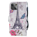 3D Painting Pattern Coloured Drawing Horizontal Flip PU Leather Case with Holder & Card Slots & Wallet For iPhone 13(Eiffel Tower)
