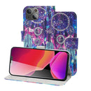 3D Painting Pattern Coloured Drawing Horizontal Flip PU Leather Case with Holder & Card Slots & Wallet For iPhone 13(Starry Sky Wind Chimes)