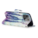 3D Painting Pattern Coloured Drawing Horizontal Flip PU Leather Case with Holder & Card Slots & Wallet For iPhone 13(Feather Wind Chimes)