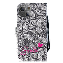 3D Painting Pattern Coloured Drawing Horizontal Flip PU Leather Case with Holder & Card Slots & Wallet For iPhone 13(Lace Flower)