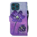 3D Painting Pattern Coloured Drawing Horizontal Flip PU Leather Case with Holder & Card Slots & Wallet For iPhone 13 Pro(Purple Flower)