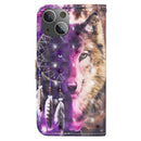 3D Painted Pattern Horizontal Flip Leather Case with Holder & Wallet & Card slot & Lanyard For iPhone 13 mini(Wind Chime Wolf)